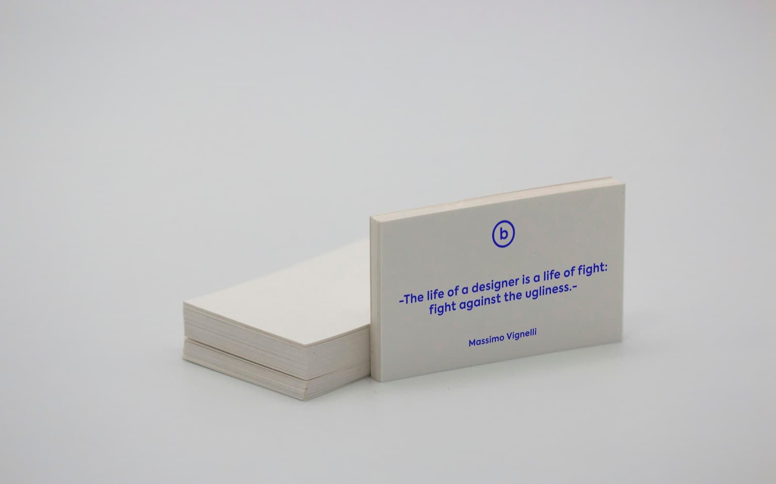 A stack of printed business cards